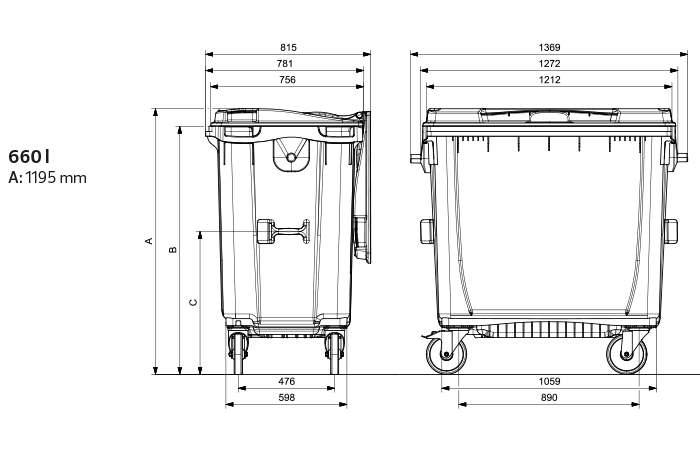 Europlast 600l MGB Abmessungen