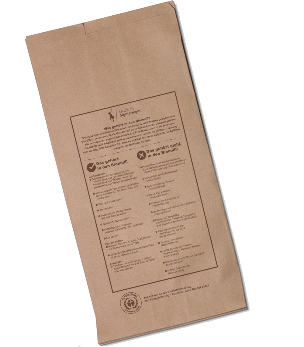 Example paper bag from the Sigmaringen district supplied by BIOLOGIC